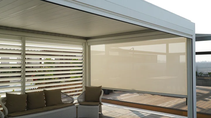 Guided roller screens