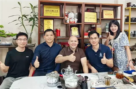 A group photograph during a customer visit