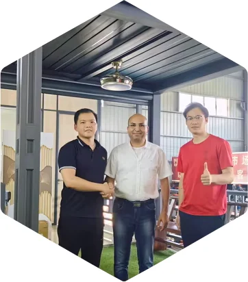 Visitors beside the product display