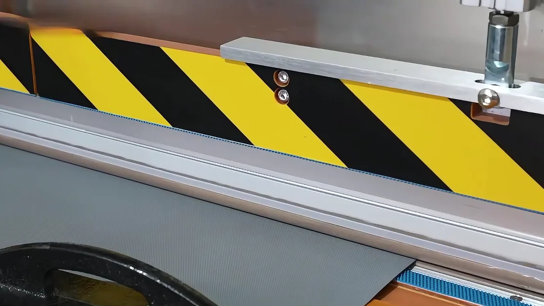 Screen fabric positioned at the cutting machine.